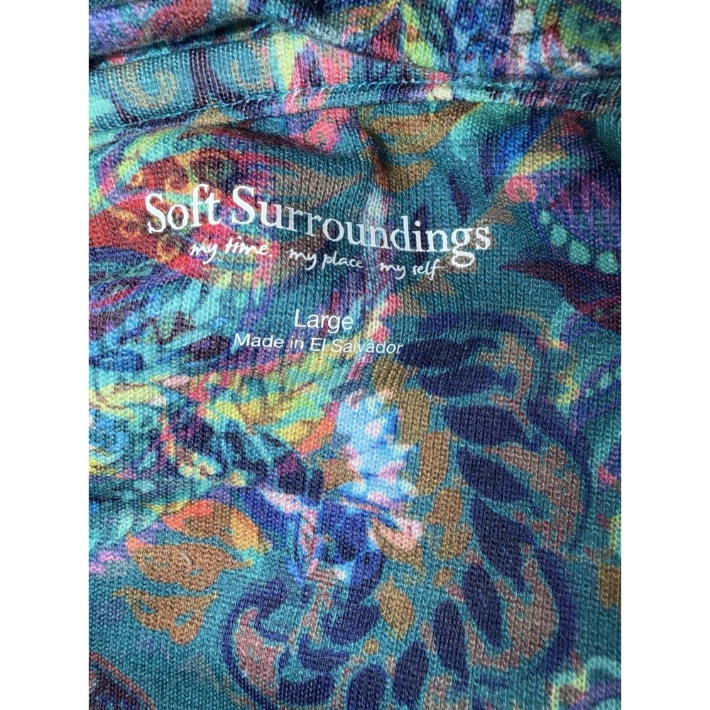 Soft Surroundings Women's Turquoise Artsy Pattern V-Neck Knit Top Size Large - Picture 6 of 8